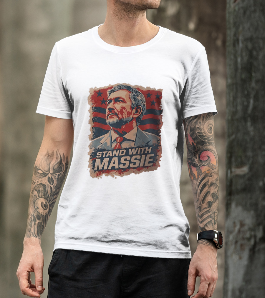 Stand With Massie Patriotic Political Artwork With Stars And Stripes T-Shirt