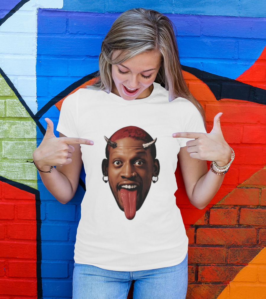 Dennis Rodman Big Face Devil Horns Chicago Bulls T-Shirt