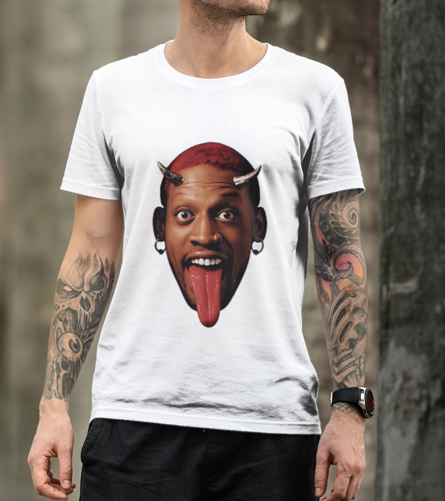 Dennis Rodman Big Face Devil Horns Chicago Bulls T-Shirt