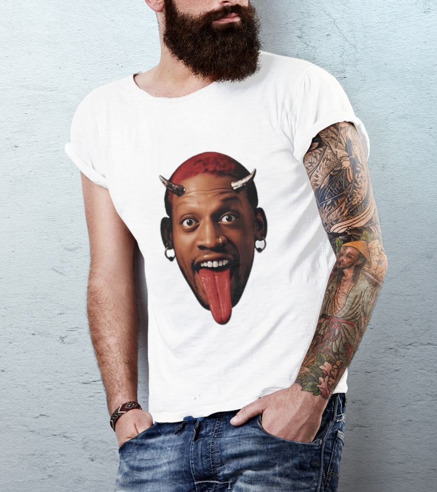 Dennis Rodman Big Face Devil Horns Chicago Bulls T-Shirt