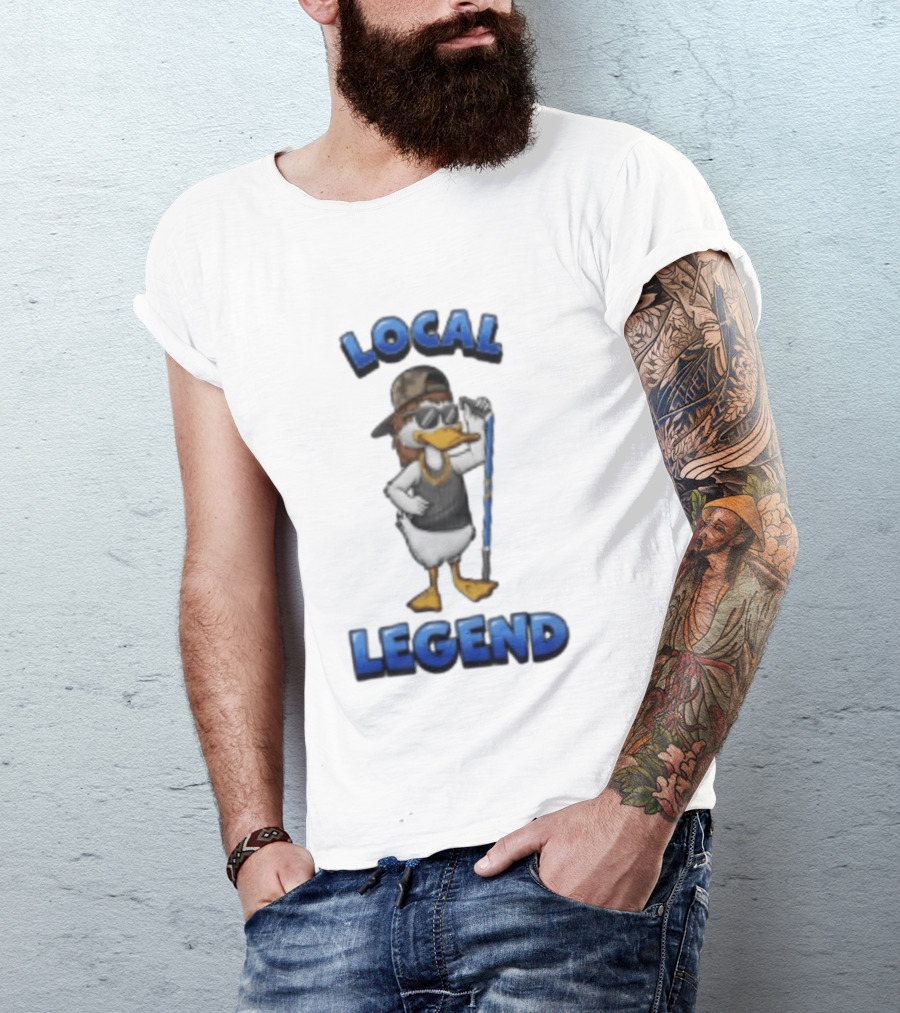 Duck Local Legend Hockey Player In Sunglasses And Cap T-Shirt
