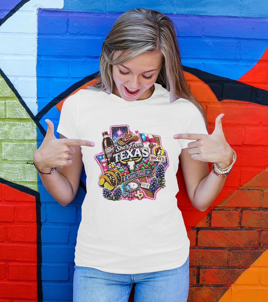 She's From Texas Dr Pepper Buc Ee's James Avery Charms I Can Tell Texas State Pride T-Shirt