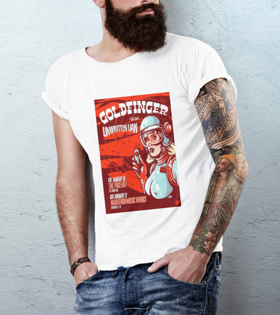 Goldfinger With Unwritten Law The Pageant St. Louis Marathon Music Works Nashville January 16 17 2026 Concert Retro Futuristic Spacewoman T-Shirt