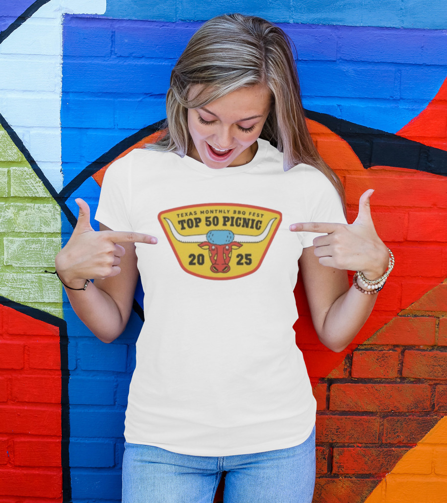 Texas Monthly BBQ Fest Top 50 Picnic 2025 Longhorn T-Shirt
