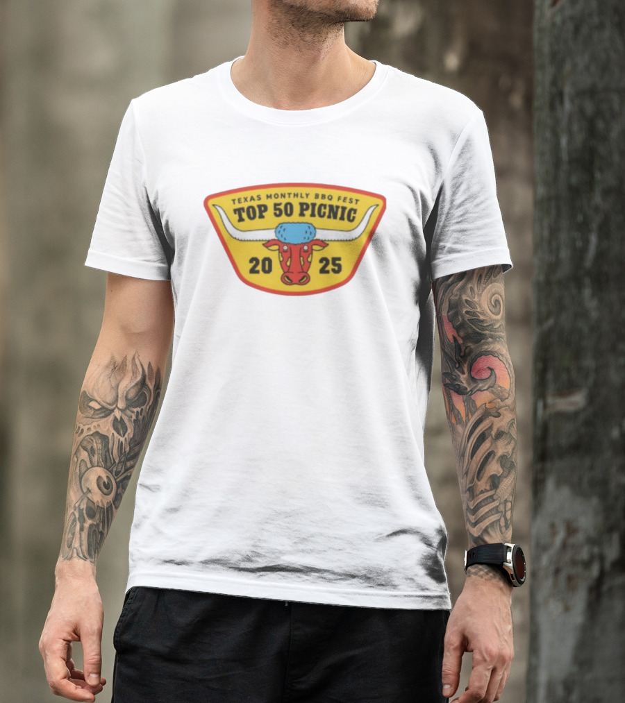 Texas Monthly BBQ Fest Top 50 Picnic 2025 Longhorn T-Shirt