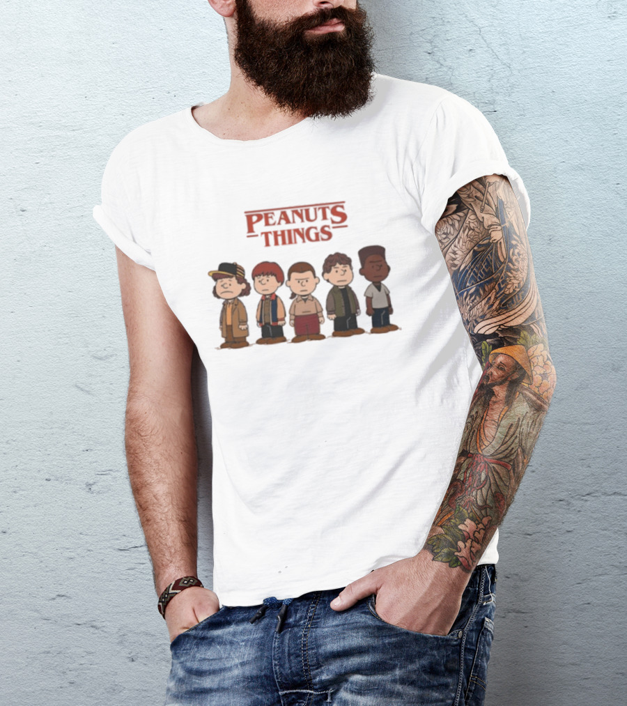 Peanuts Things Cartoon Characters Mashup Stranger 80s T-Shirt