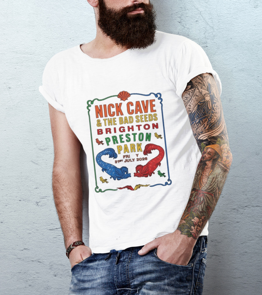 Nick Cave & The Bad Seeds Brighton Preston Park 31 July 2026 Colorful Dragons T-Shirt