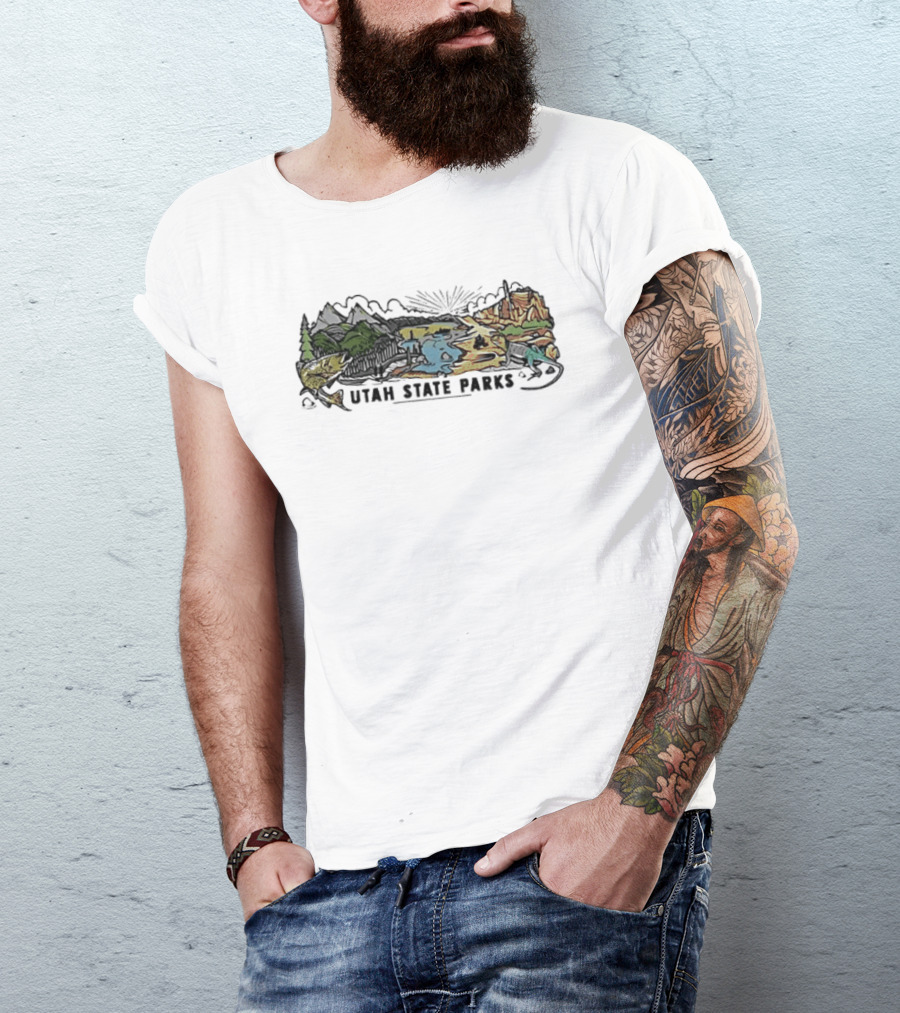 Utah State Parks Scenic Landscape With Mountains And Trees T-Shirt