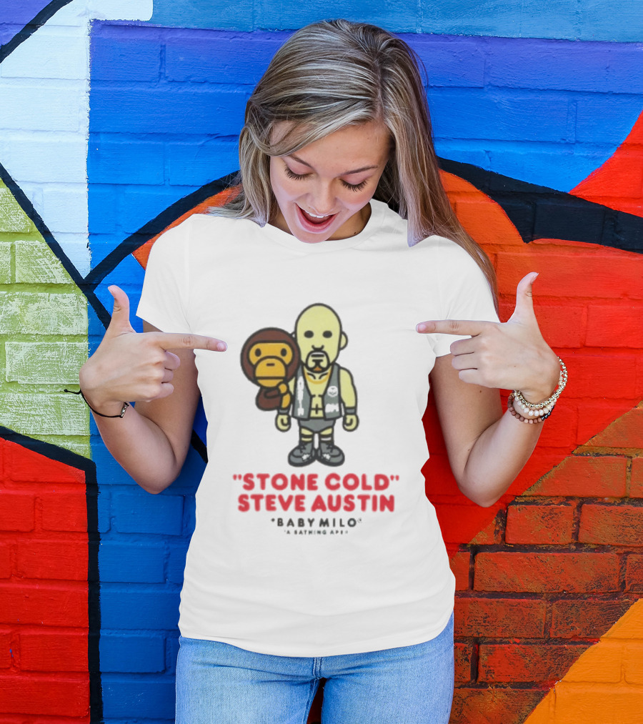 Stone Cold Steve Austin Baby Milo Collaboration Mens White T-Shirt