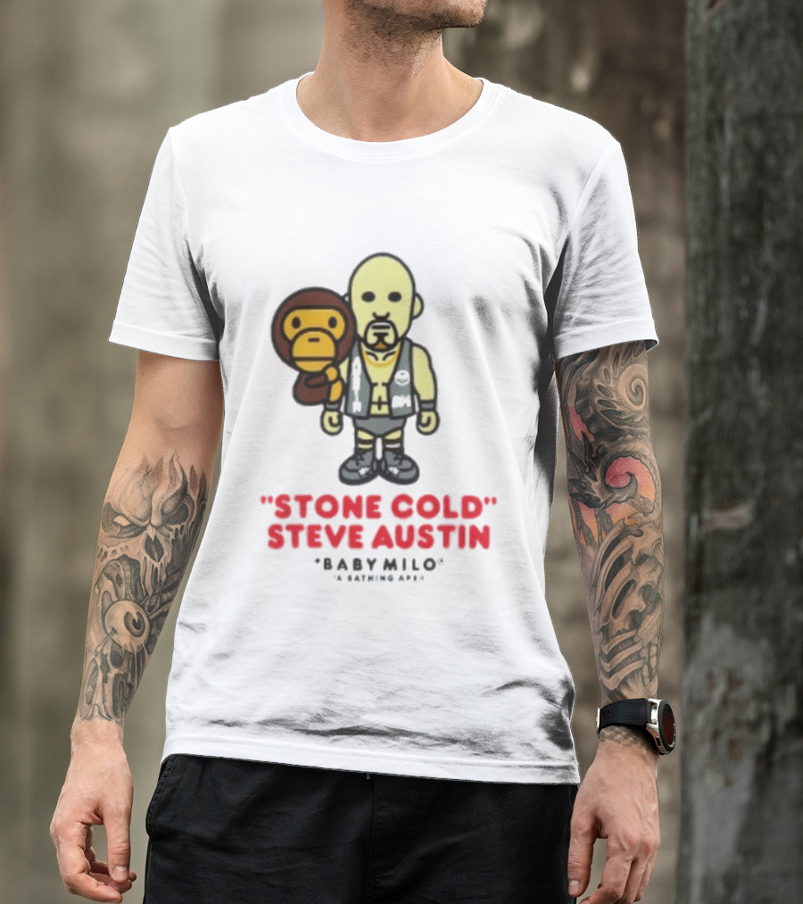 Stone Cold Steve Austin Baby Milo Collaboration Mens White T-Shirt