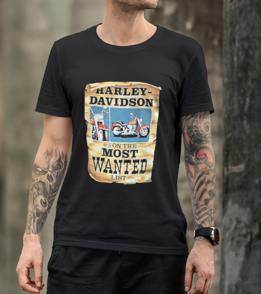 Harley Davidson #1 On The Most Wanted List Motorcycle 1986 Bismarck North Dakota T-Shirt