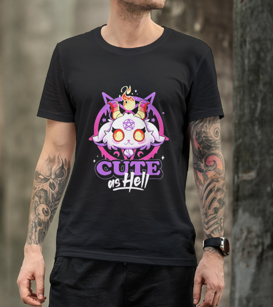 Cute As Hell Goat Demon Pentagram Flame T-Shirt