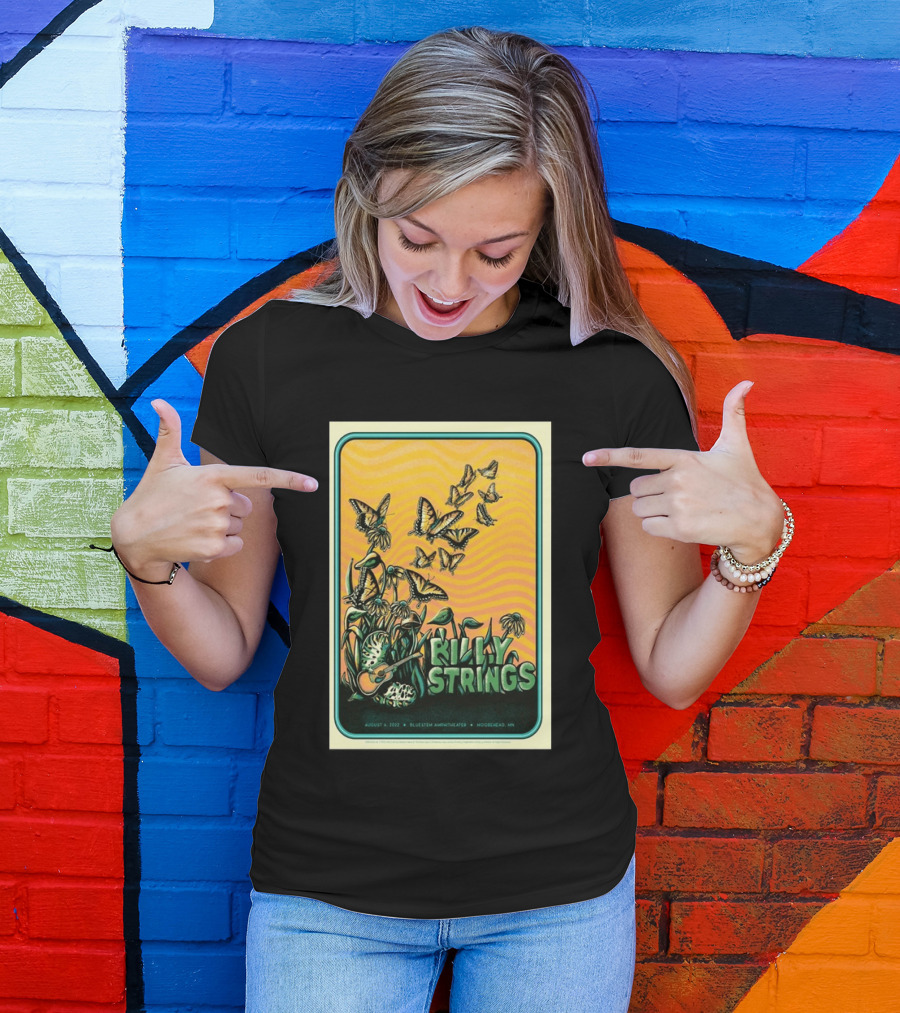 Billy Strings Bluestem Amphitheater August 6 2022 Butterfly Moorehead MN T-Shirt