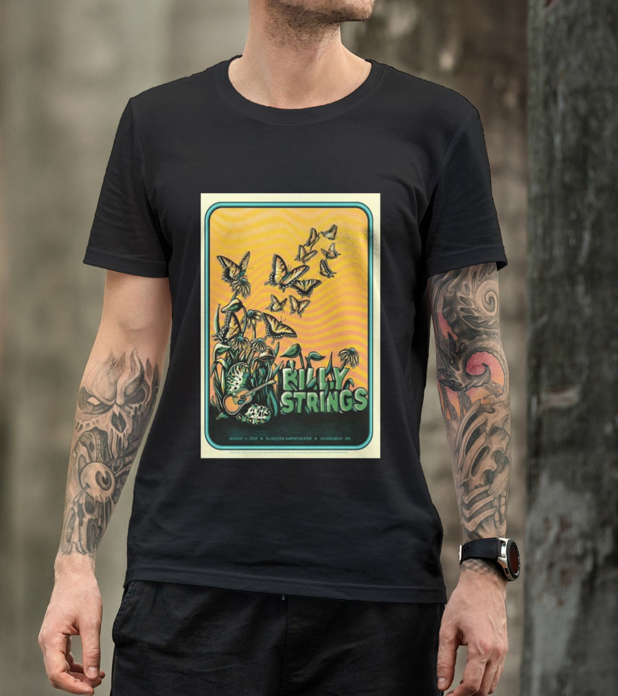 Billy Strings Bluestem Amphitheater August 6 2022 Butterfly Moorehead MN T-Shirt