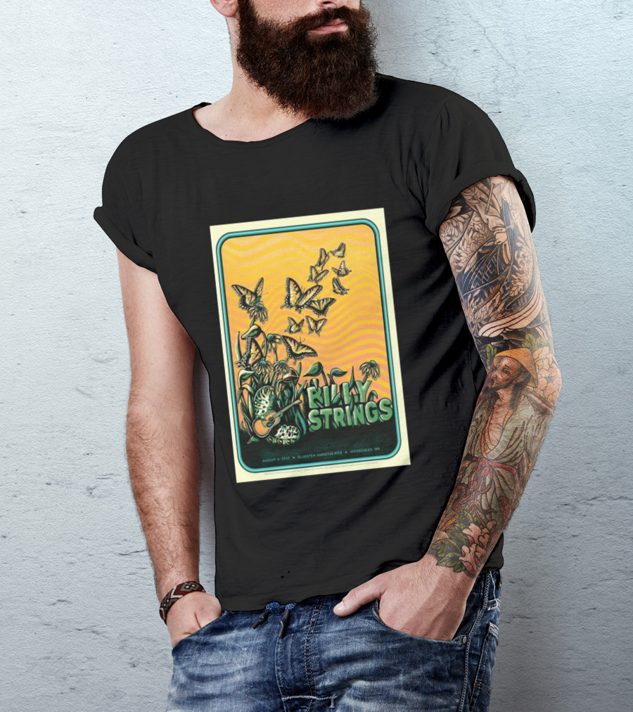 Billy Strings Bluestem Amphitheater August 6 2022 Butterfly Moorehead MN T-Shirt