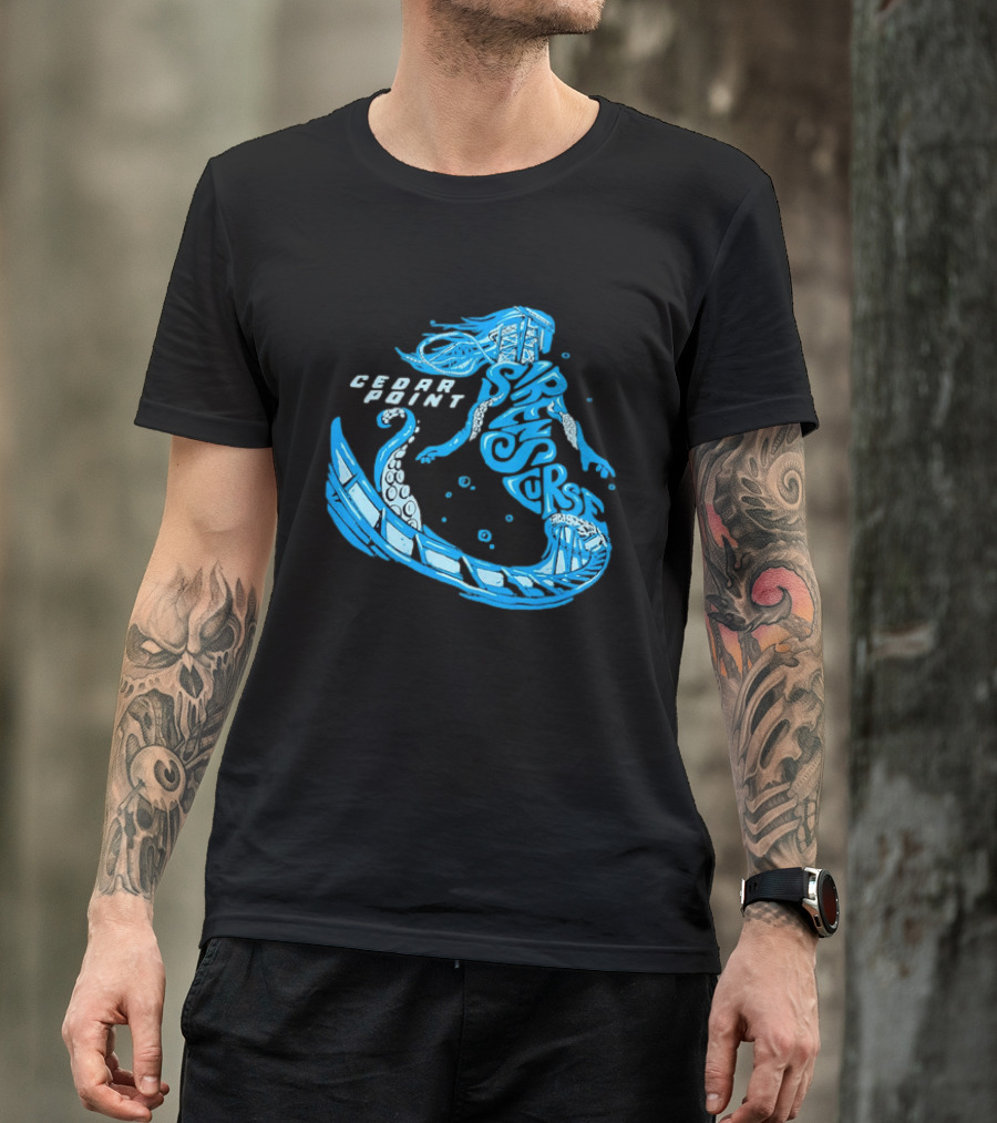 Cedar Point Sirens Curse Roller Blue Mermaid T-Shirt