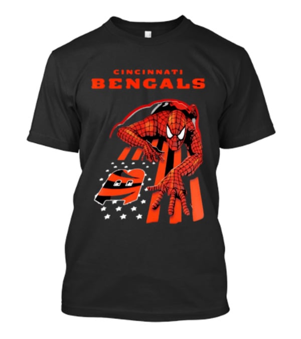 Cincinnati Bengals Spiderman Stripes Marvel T-Shirt