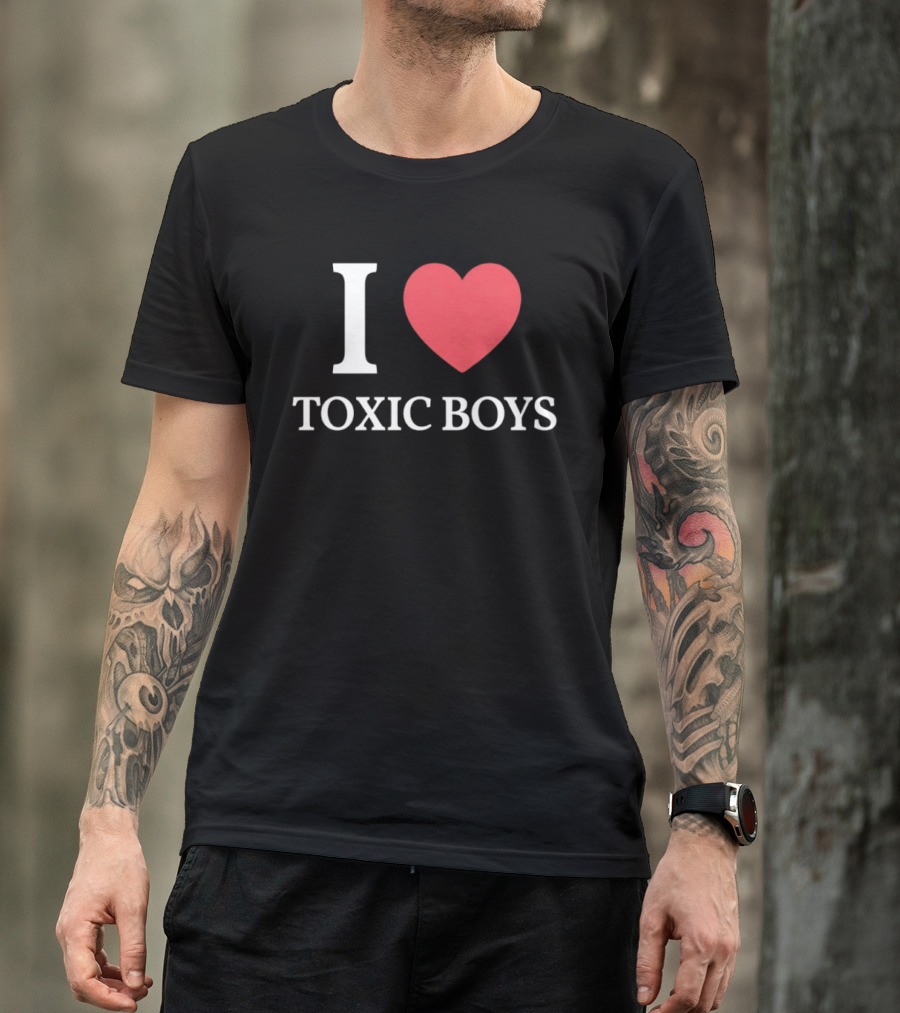 I Heart Toxic Boys Bold White And Red T-Shirt