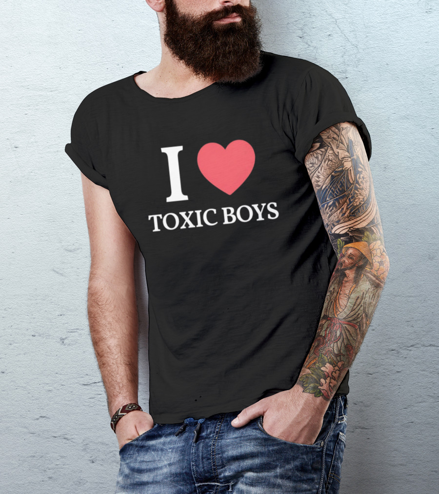 I Heart Toxic Boys Bold White And Red T-Shirt