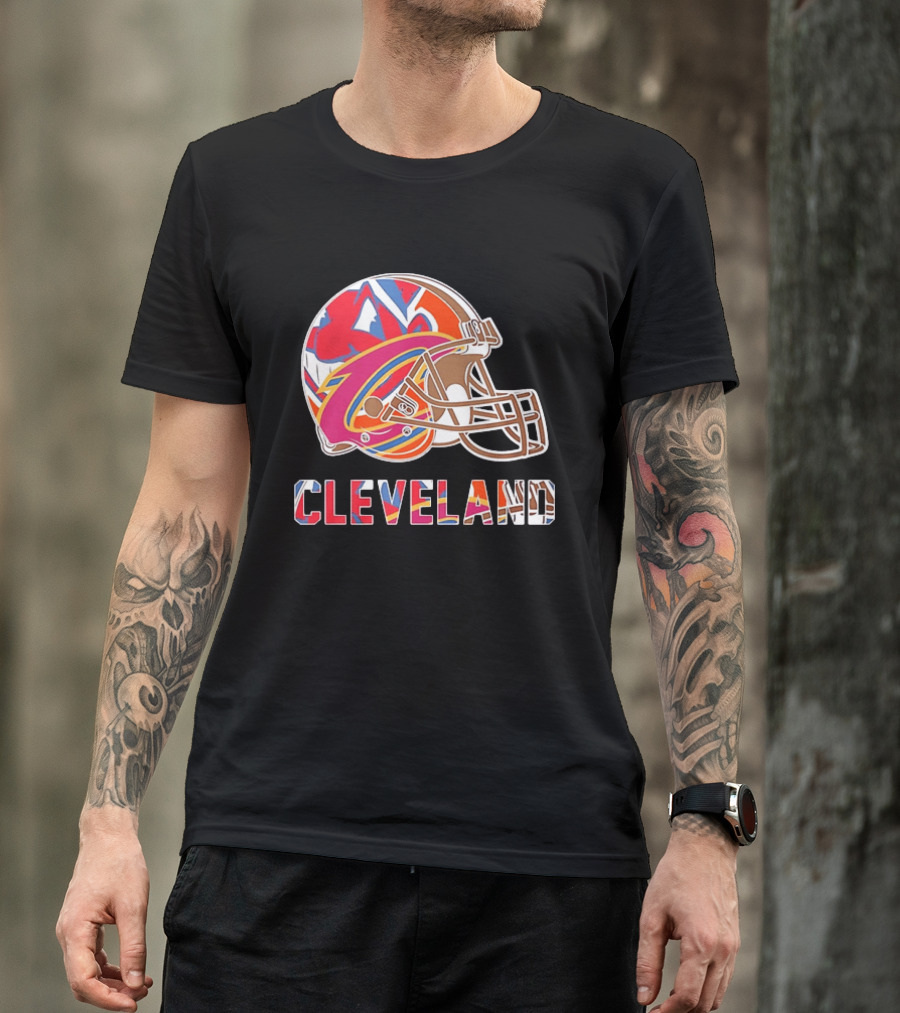Cleveland Football Cavaliers Browns Guardians Helmet T-Shirt