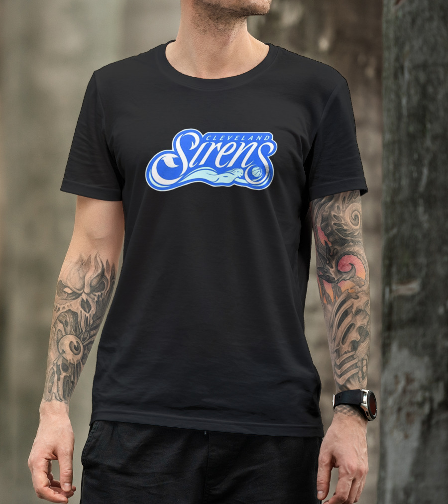 Cleveland Sirens Basketball Sports Team Oceanic Logo With Athlete And Ball T-Shirt