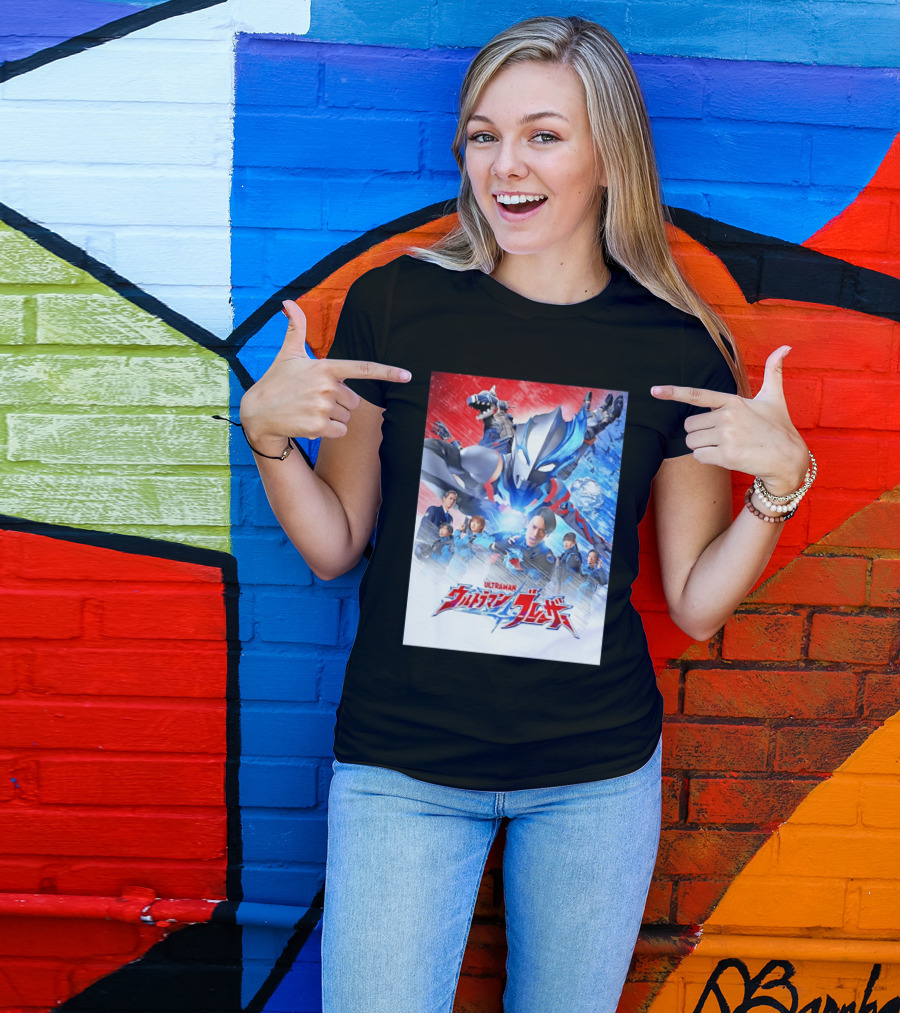 Ultraman Blazar Cast And Characters With Heroic Action Scene T-Shirt