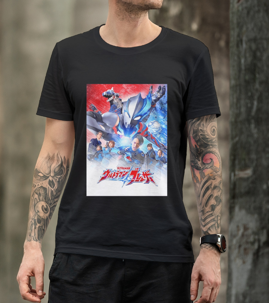 Ultraman Blazar Cast And Characters With Heroic Action Scene T-Shirt