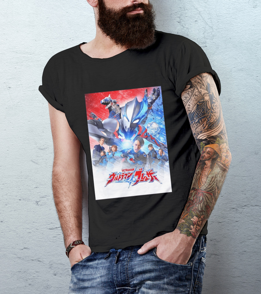 Ultraman Blazar Cast And Characters With Heroic Action Scene T-Shirt