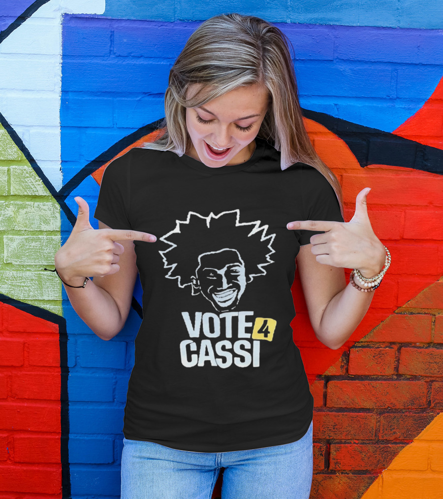 Vote 4 Cassi Spiky Afro Smiling Line T-Shirt