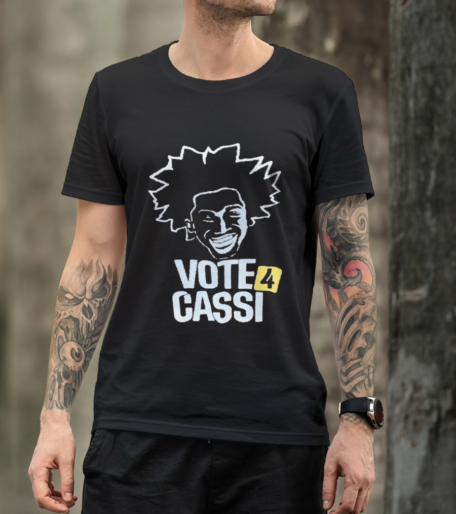 Vote 4 Cassi Spiky Afro Smiling Line T-Shirt