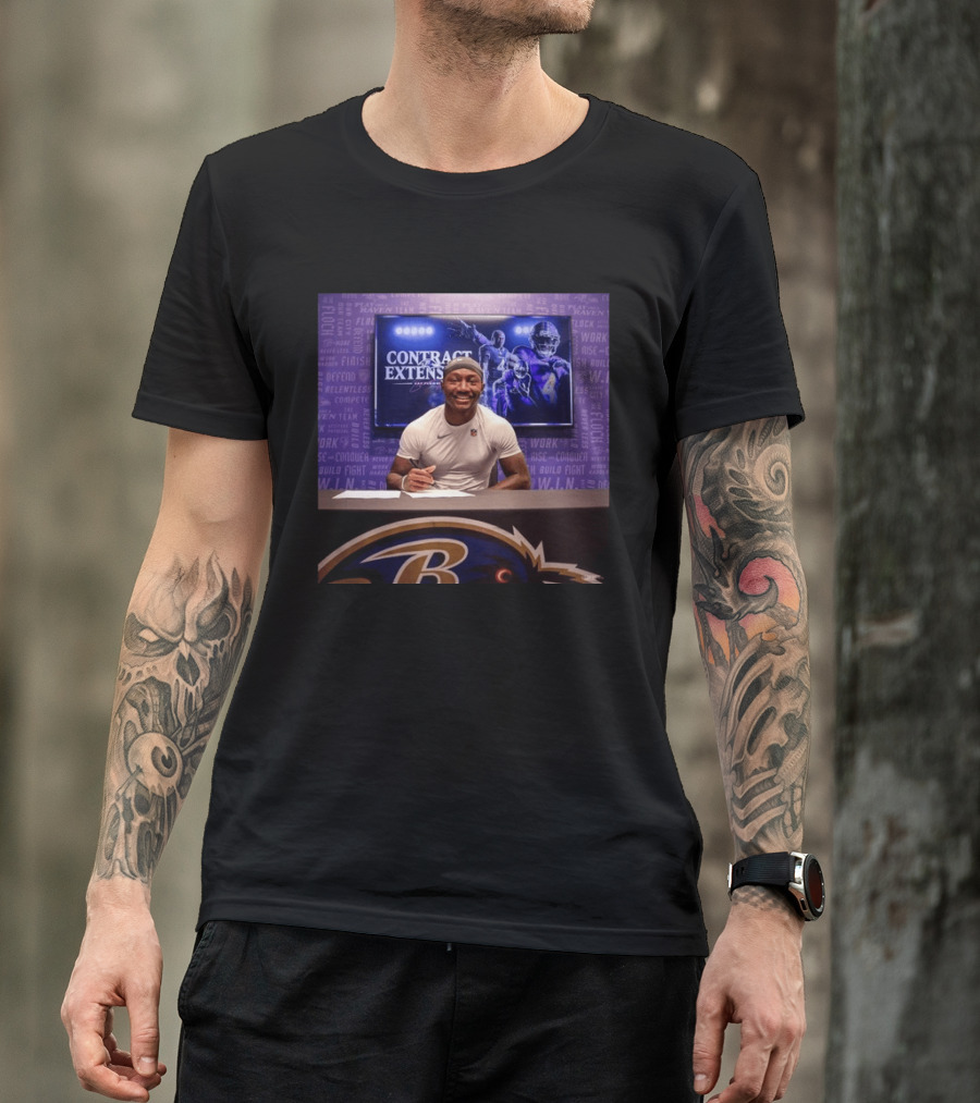 Zay Flowers Contract Extension Baltimore Ravens Football Player Signing NFL Deal T-Shirt