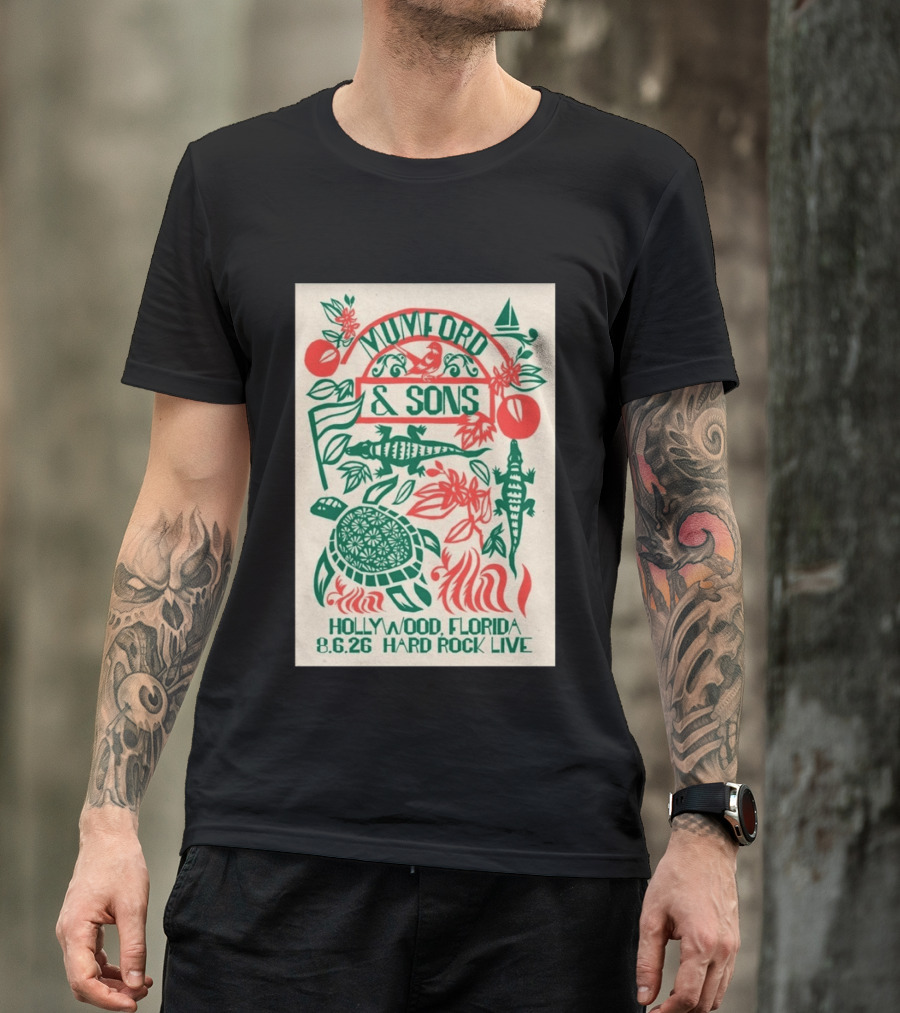 Mumford And Sons Hard Rock Live Hollywood Florida August 6 2026 Tour T-Shirt
