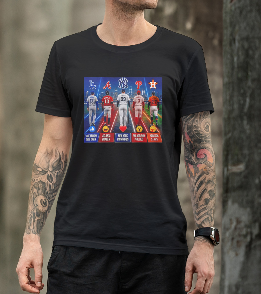Los Angeles Blue Crew Atlanta Braves New York Pinstripes Philadelphia Phillies Houston Stars Ohtani Acuna Jr Jaxon Harper Altuve T-Shirt