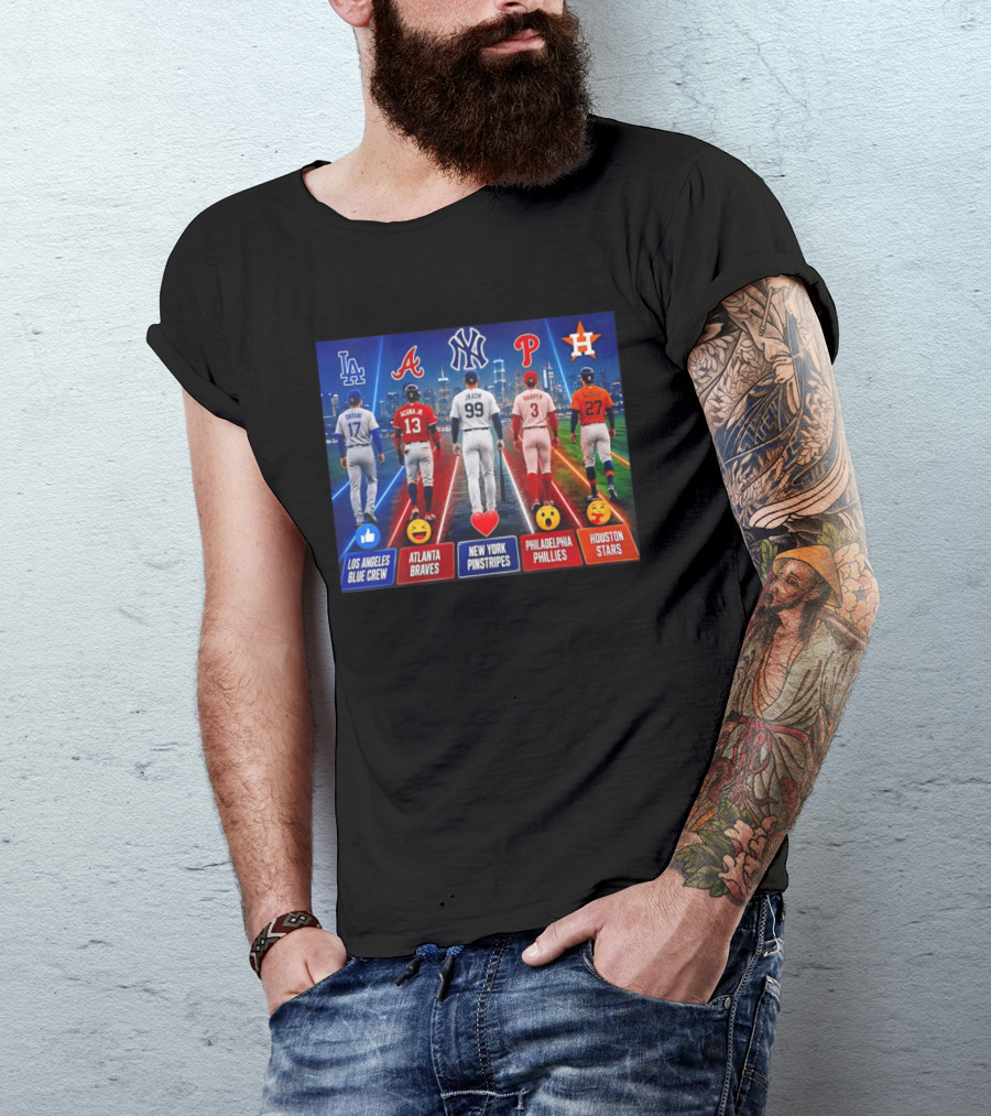 Los Angeles Blue Crew Atlanta Braves New York Pinstripes Philadelphia Phillies Houston Stars Ohtani Acuna Jr Jaxon Harper Altuve T-Shirt