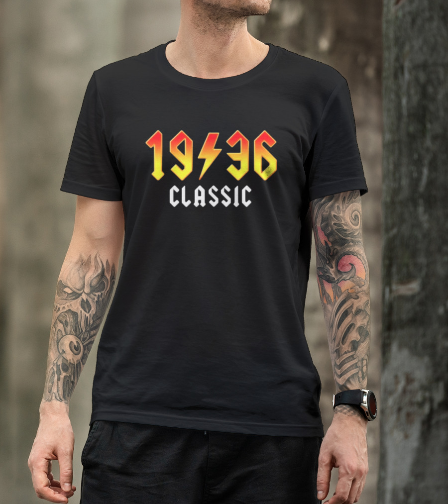 Original 90th Birthday Classic 1936 Rock Band Lightning Bolt T-Shirt