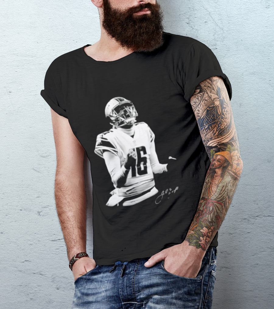 Original Detroit Lions Jared Goff 16 Quarterback MVP Player Autograph T-Shirt