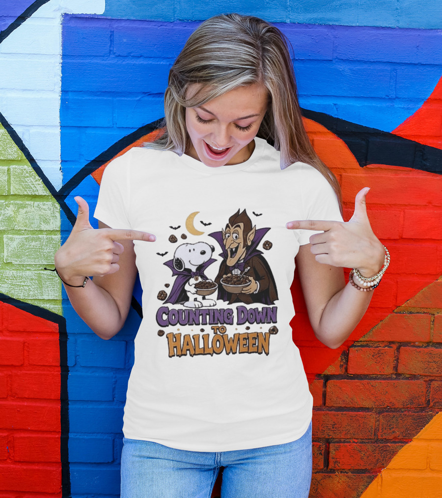 Peanuts Snoopy And Dracula Counting Down To Halloween T-Shirt