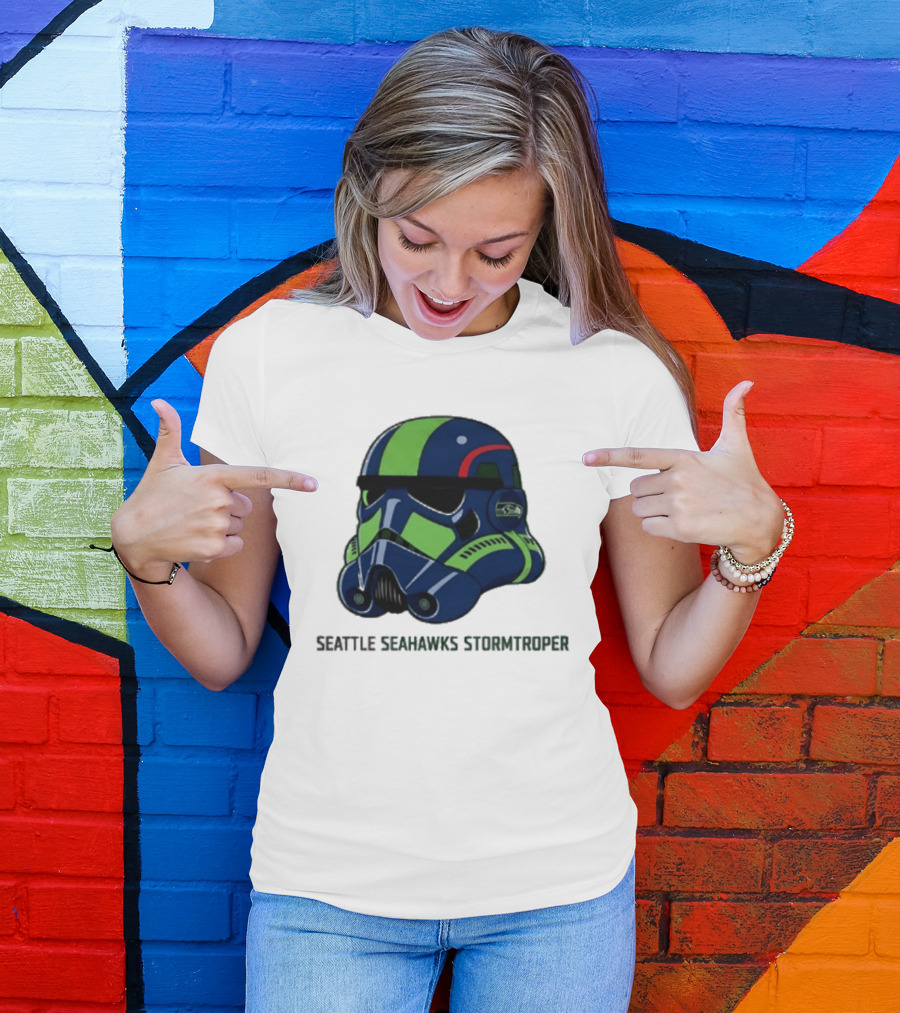 Seattle Seahawks Stormtrooper Game Day Galactic Helmet T-Shirt