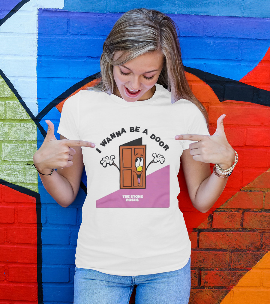 The Stone Roses I Wanna Be A Door Cartoon Yellow Nose Waving Hands T-Shirt