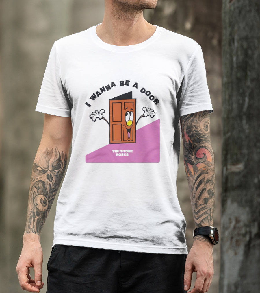 The Stone Roses I Wanna Be A Door Cartoon Yellow Nose Waving Hands T-Shirt