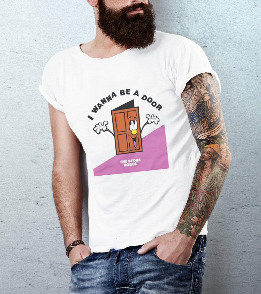 The Stone Roses I Wanna Be A Door Cartoon Yellow Nose Waving Hands T-Shirt