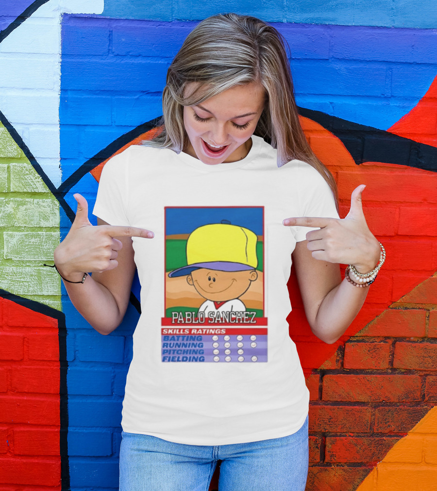 Trending Pablo Sanchez Skills Ratings Card Batting Running Pitching Fielding T-Shirt