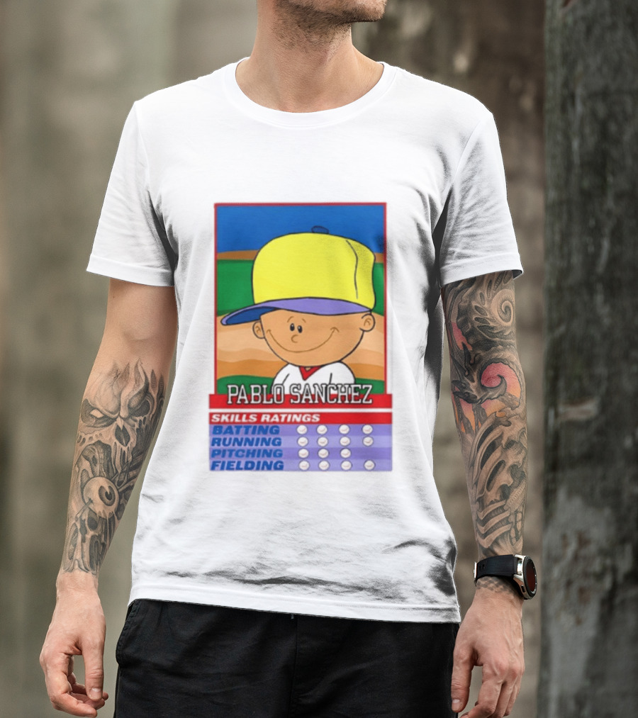 Trending Pablo Sanchez Skills Ratings Card Batting Running Pitching Fielding T-Shirt