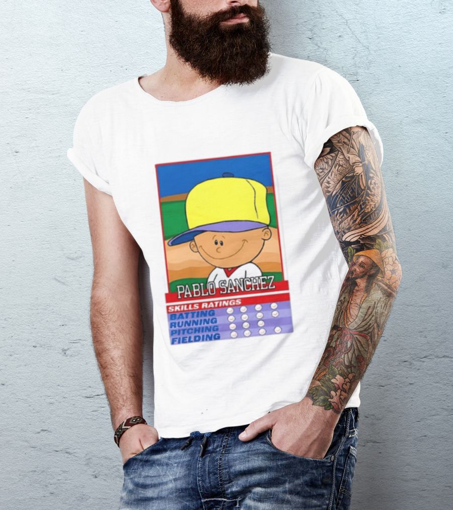 Trending Pablo Sanchez Skills Ratings Card Batting Running Pitching Fielding T-Shirt