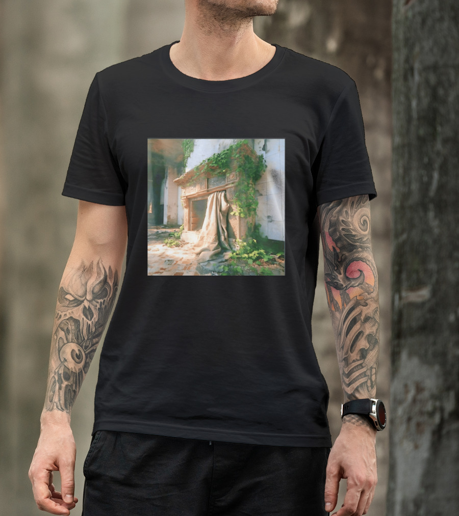 Abandoned Fireplace With Overgrown Ivy And Ruins Ambience T-Shirt