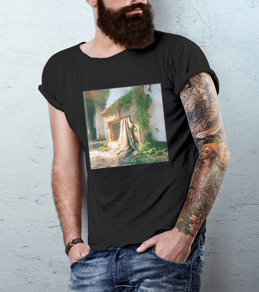 Abandoned Fireplace With Overgrown Ivy And Ruins Ambience T-Shirt