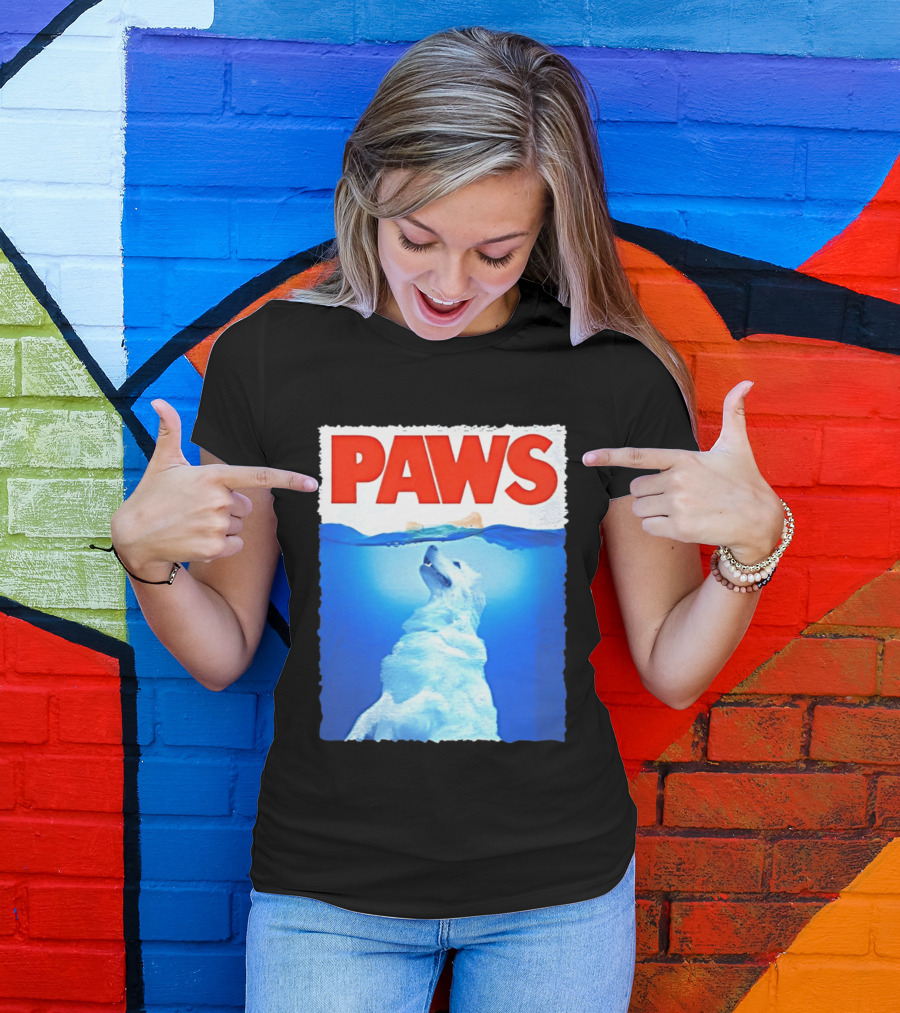 PAWS Classic Parody With Diving Dog Image T-Shirt