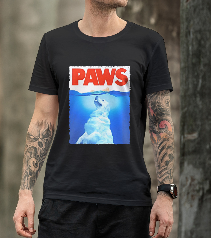 PAWS Classic Parody With Diving Dog Image T-Shirt