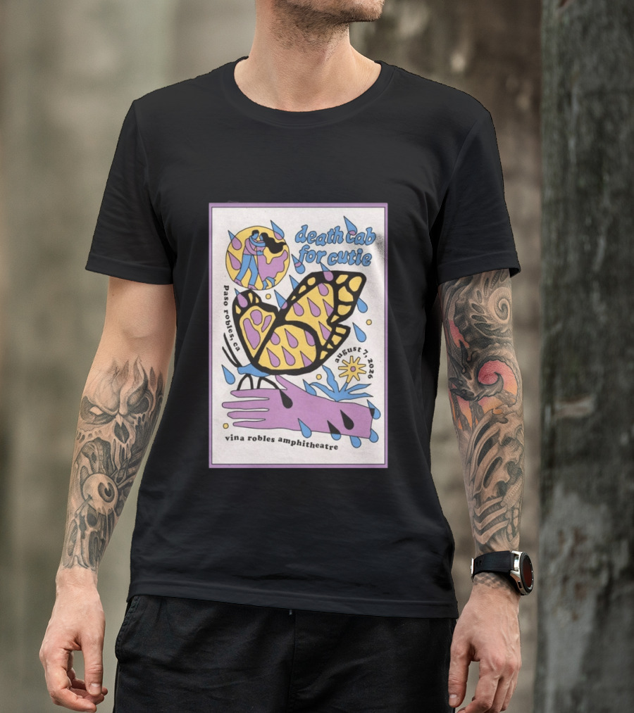 Death Cab For Cutie Paso Robles Vina Robles Amphitheatre August 7 2026 Butterfly T-Shirt