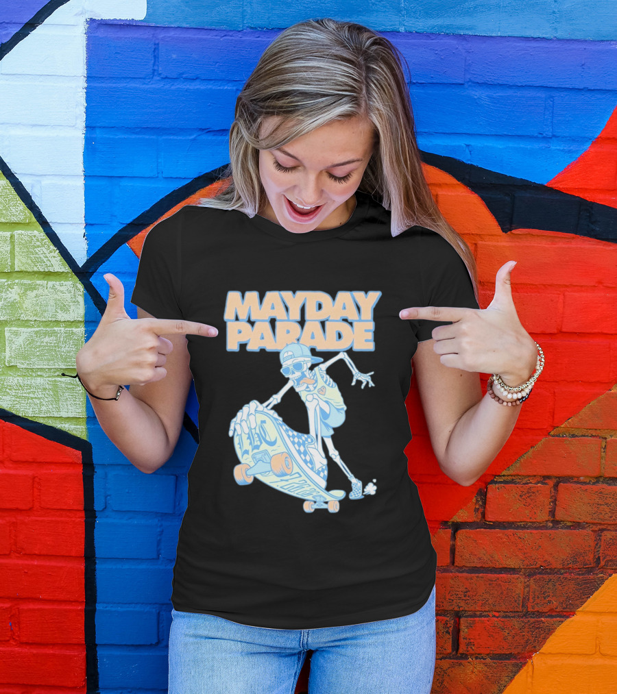 Mayday Parade Skeleton Skater With LBC 72626 Board T-Shirt